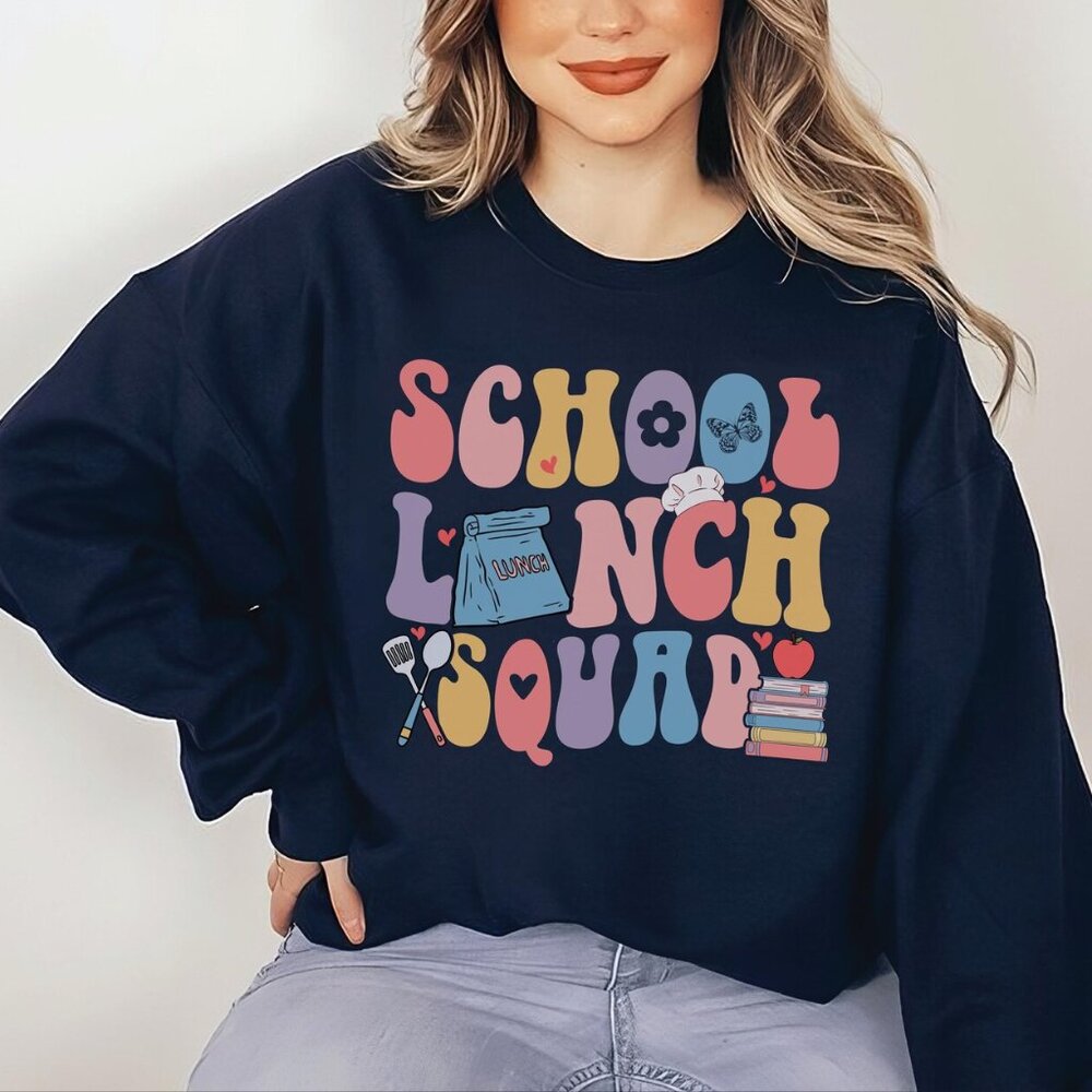 School Lunch Squad Graphic Sweatshirt - Lunch Lady, Teacher - Large